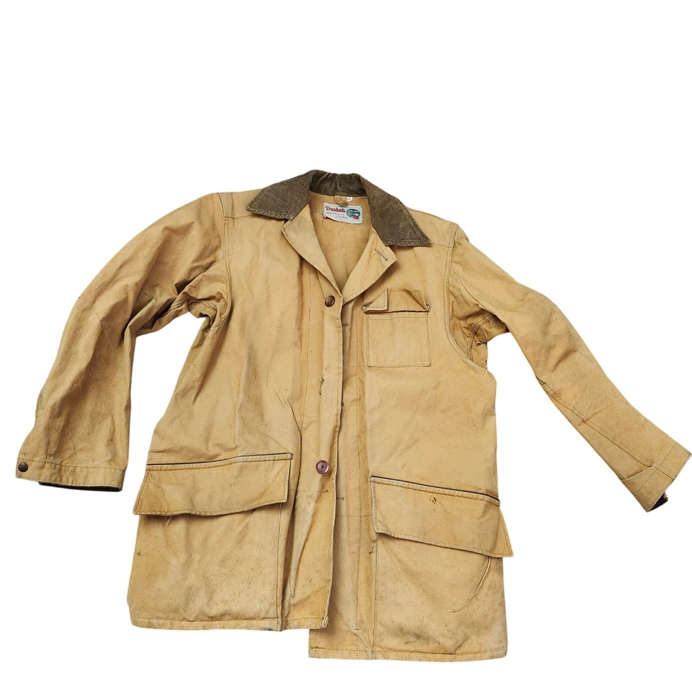 Vintage Duxbak Duck Canvas Hunting Jacket Tan Corduroy Collar Mens 40 Gorpcore